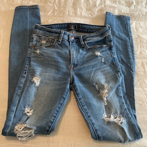 Abercrombie & Fitch Denim - Abercrombie & Fitch Mid-Rise Super Skinny Distressed Jeans